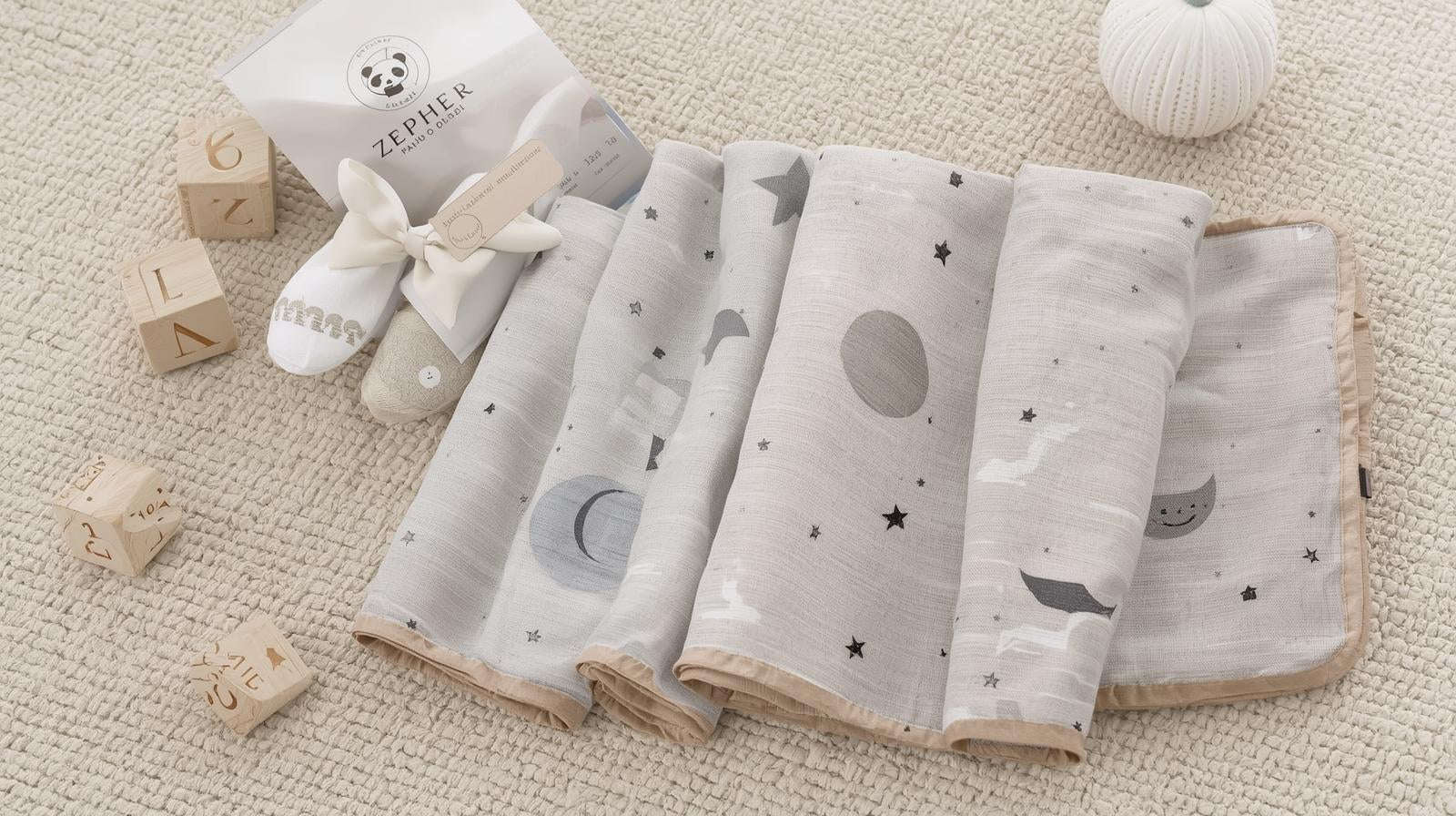 Grey Celestial → "Grey celestial star bamboo cotton newborn swaddle