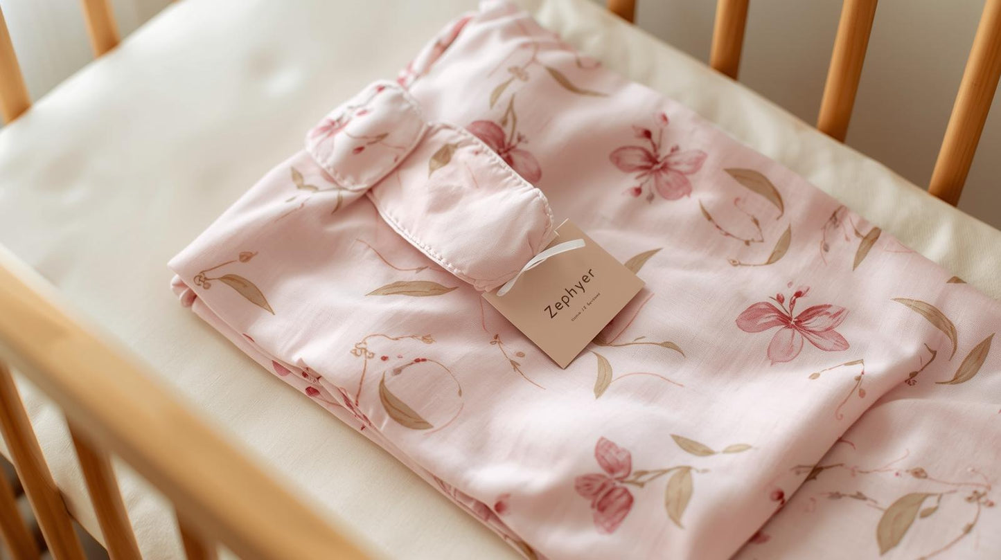 Pink Floral → "Pink floral pattern bamboo muslin baby swaddle 0-6 months