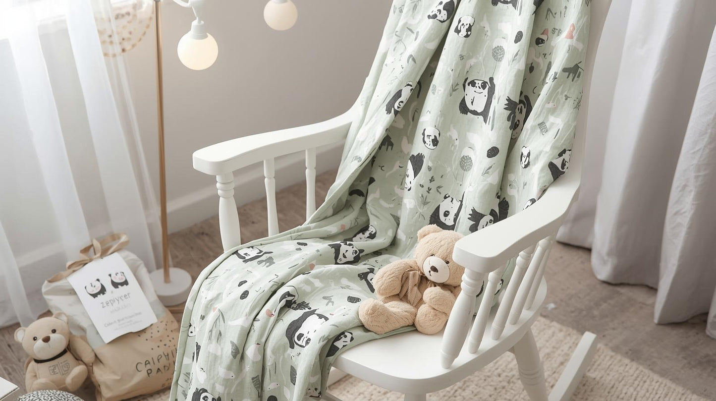 Sage Green Animal → "Sage green animal print bamboo baby swaddle Dubai